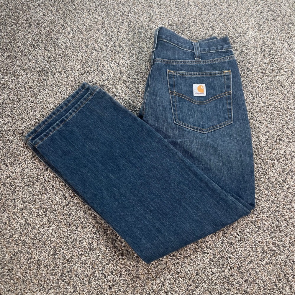 Carhartt Mens 33x30 Relaxed Fit Straight Leg Jeans Blue Denim 101483-968